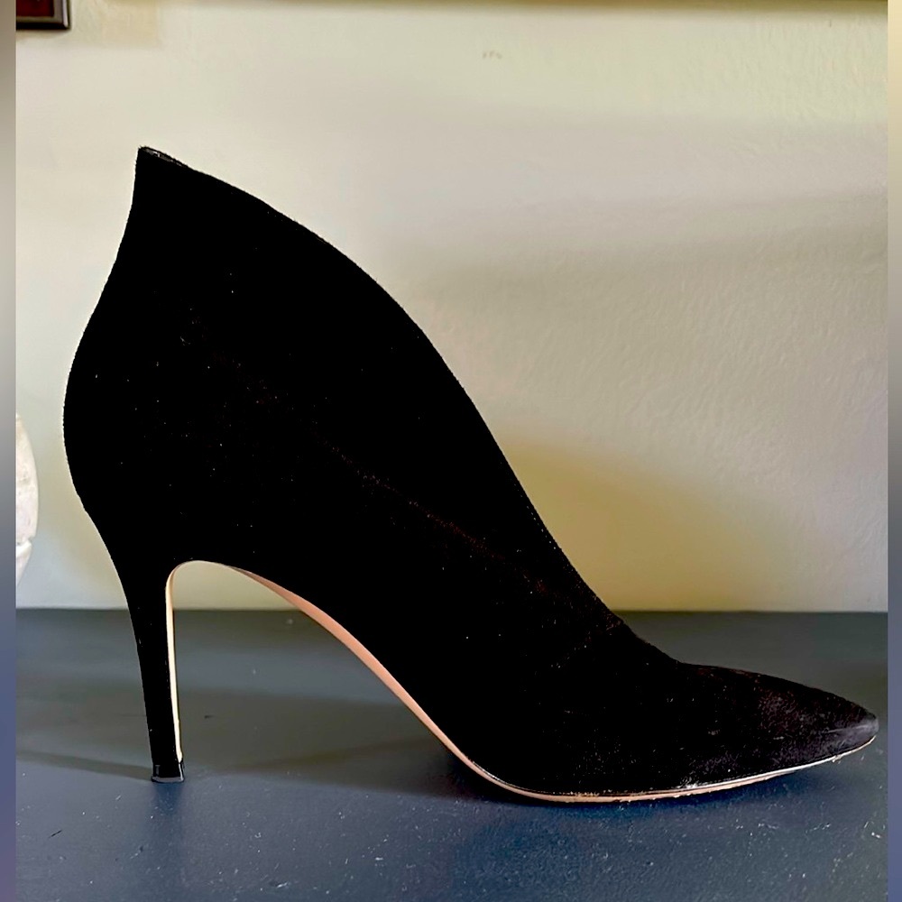 Gianvito Rossi Black Suede Cutout Stiletto Bootie Size 37